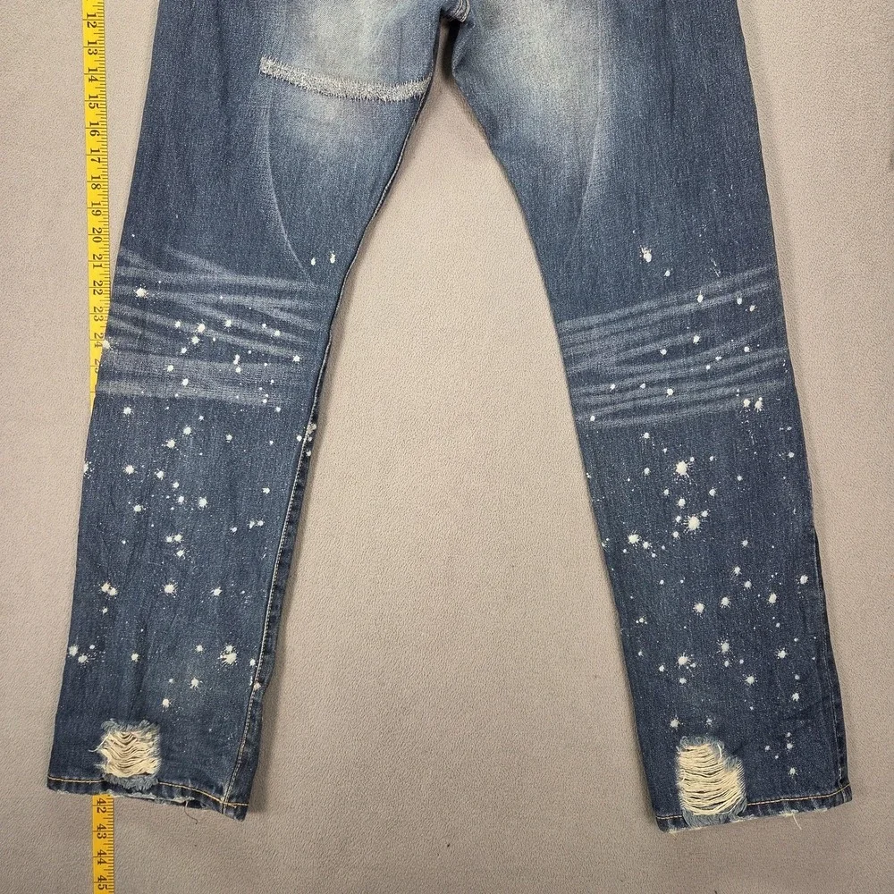 Levis‎ Jeans Mens Selvedge Straight Whiskers Honeycomb Paint Splatter Fits 30x32